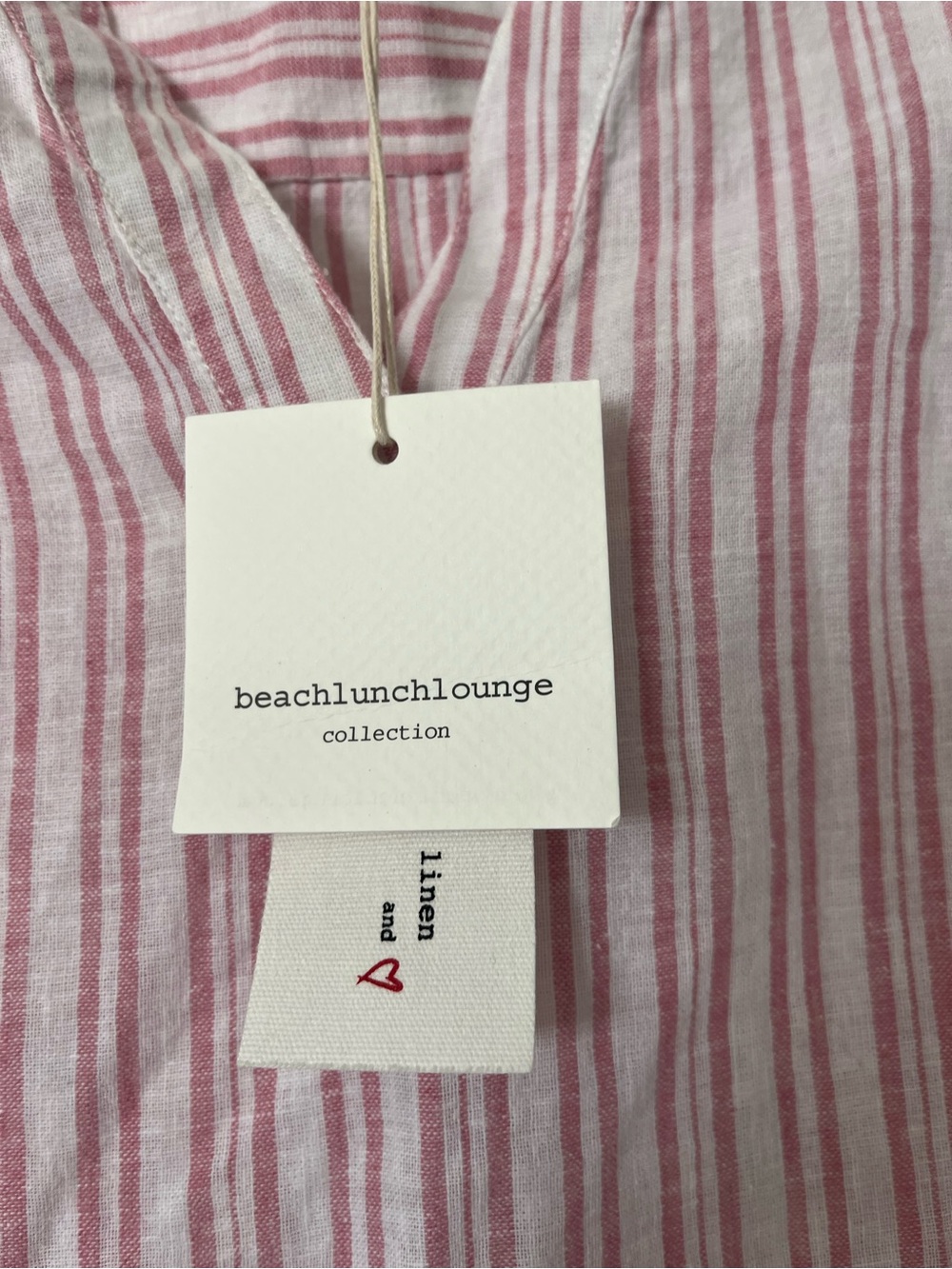 Beachlunchlounge Pink White Stripe Linen Sleeveless Tunic Top Size S - Picture 2 of 4